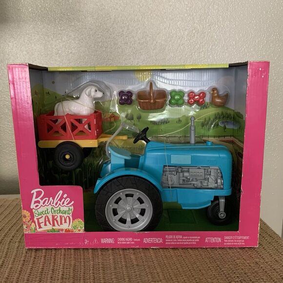 Barbie Toys Barbie Sweet Orchard Farm Blue Tractor Red Wagon